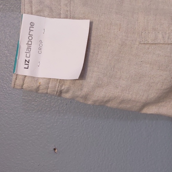 Liz Claiborne Women's Linen Cotton Crop Pants Straight Leg Color Flax Sz 16 NWT - Picture 12 of 14